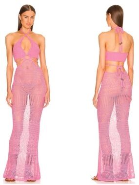 Revolve x Dundas Pink Crochet Dress S